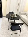 Modern Black Glass Dining Table Set (4 Seater) - 2