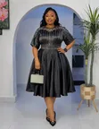 Elegant Crystal-Embellished Satin Silk Party Dress - 1