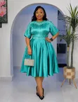 Elegant Crystal-Embellished Satin Silk Party Dress - 3