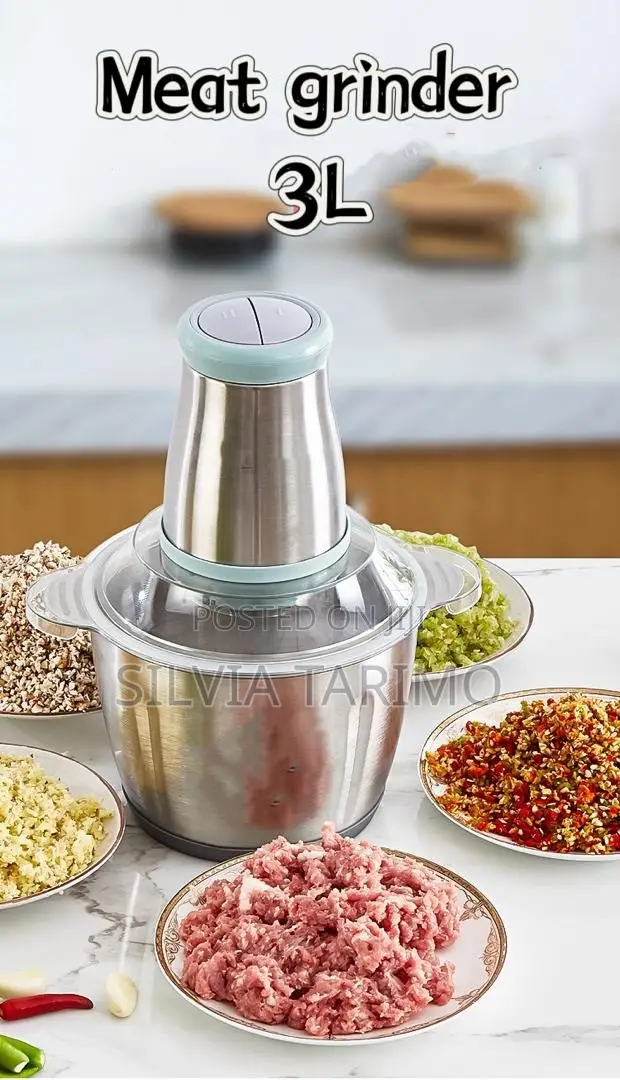 3L Stainless Steel Electric Meat Grinder - Powerful Kitchen Chopper - 1