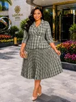 Classy Office Event Pleated Dress Set - 4