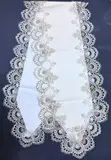 Elegant White Lace Table Runner with Champagne-Gold Border - 3
