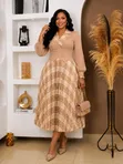 Luxury Double-Breasted Plaid Midi Dress - 2