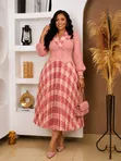 Luxury Double-Breasted Plaid Midi Dress - 4
