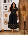 Luxurious Double-Breasted Pleated Midi Dress - 1