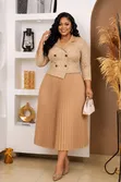 Luxurious Double-Breasted Pleated Midi Dress - 4