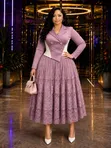 Elegant Lace-Skirt Blazer Midi Dresses - 2
