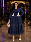 Elegant Lace-Skirt Blazer Midi Dresses - 5