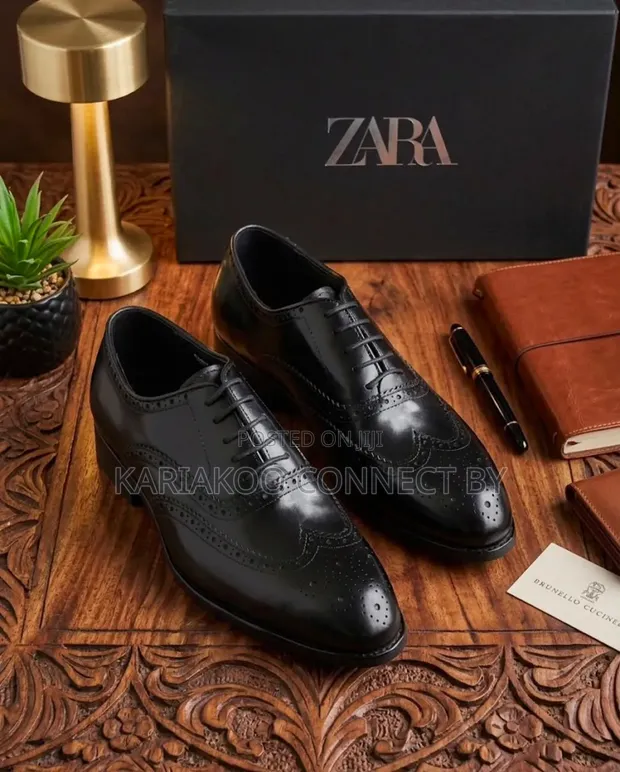 ZARA Men's Classic Leather Wingtip Oxfords - 1
