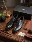ZARA Men's Classic Leather Wingtip Oxfords - 2