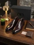 ZARA Men's Classic Leather Wingtip Oxfords - 4