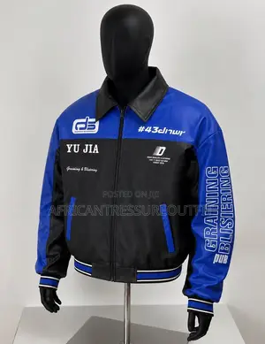 Faux Leather Racing Bomber Jacket