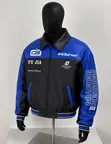 Faux Leather Racing Bomber Jacket - 1