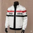 Faux Leather Racing Bomber Jacket - 2