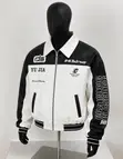 Faux Leather Racing Bomber Jacket - 3