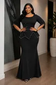Women's Luxury Rhinestone Long Evening Dress - 1