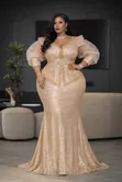 Gauni la Wanawake la Sequin Linalong'aa la Peplum - 3
