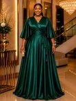 Gauni la Maxi la Hariri ya Silk na Satin - 3