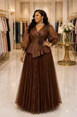 Elegant Lace Pleated Evening Gown - 2