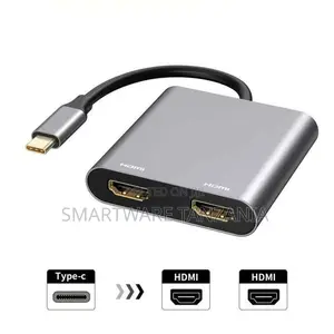 USB-C to Dual HDMI Adapter, Aluminum, 4K@30Hz, 0.2m