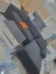 Sofa ya Kifahari Nyeusi ya Fiber na Spring - 1