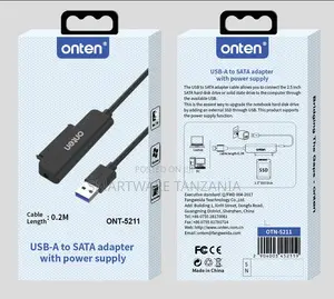 Onten USB-A to SATA Adapter with Power Supply, 0.2M