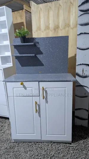 Kitchen Cabinet - 2 Doors, Grey & White