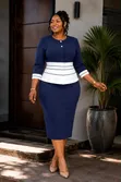 Elegant Color-Block Peplum Suit - 2