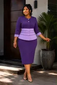 Elegant Color-Block Peplum Suit - 3