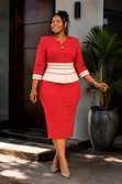 Elegant Color-Block Peplum Suit - 4