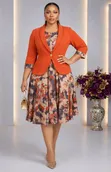 Elegant Printed Flare Dress & Blazer Suit - 1