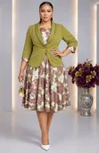 Elegant Printed Flare Dress & Blazer Suit - 2