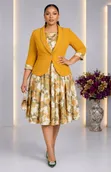 Elegant Printed Flare Dress & Blazer Suit - 5