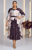 Elegant Printed Pleated Midi Dress - 4