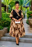 Luxury Floral Chiffon Midi Dress - 2