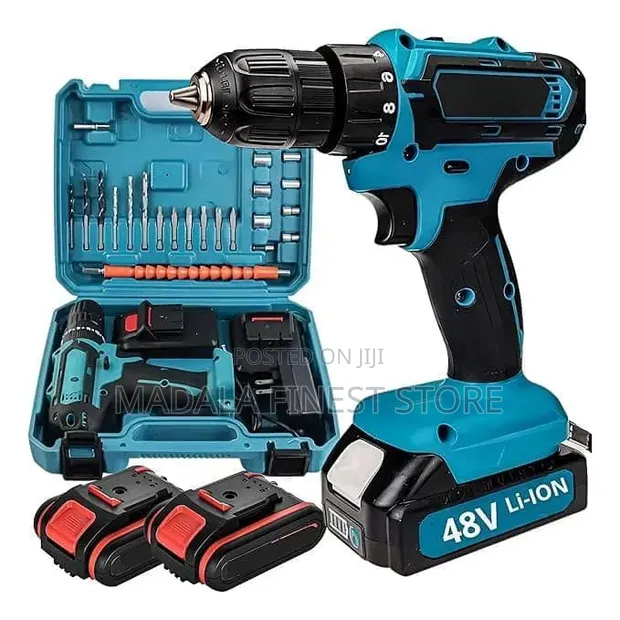 48V Cordless Drill Set with 2 Batteries & Tool Box - 1