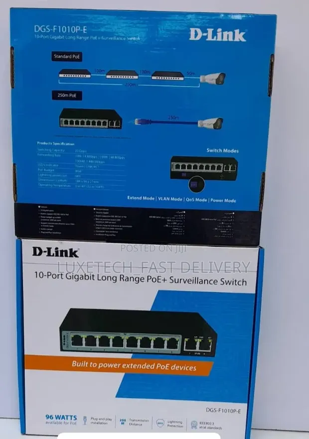 D-Link 10-Port Gigabit PoE+ Switch - Long Range - 1