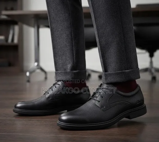 Clarks Men's Black Leather Shoes - 1
