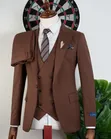 Men's 3-Piece Suit - Brown - 3