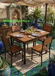 5-Piece Wooden & Metal Dining Table Set - 1