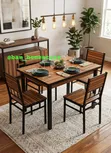 5-Piece Wooden & Metal Dining Table Set - 3