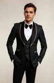 Mario Casas Men's Suit - Black, 3 Pieces - 1