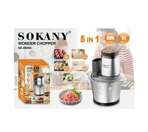 Sokany 5-in-1 Wonder Chopper 3L - Saga Nyama, Kata Mboga, Pepeta Mchele