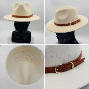 Fedora Hat - Pinched Crown, Faux Leather Belt