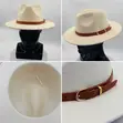 Kofia ya Fedora - Kilemba Kilichobanwa, Mkanda wa Faux Leather - 1