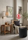 Brand New Faux Leather Ottoman / Round Pouf Footrest Stool - 2