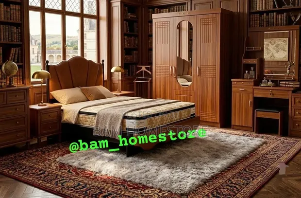 Complete Bedroom Set: 5x6 Bed, Mattress, Wardrobe & Dressing Table - 1