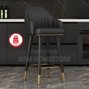 Rotatable Bar Stool with Backrest - Black & Gold