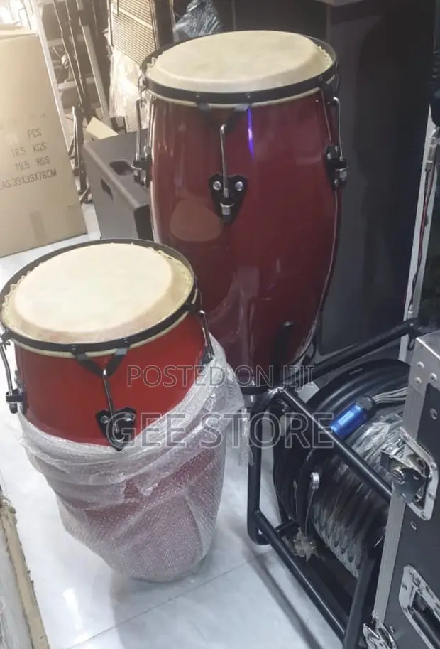 Red-Finished Wooden Conga Drum - 1