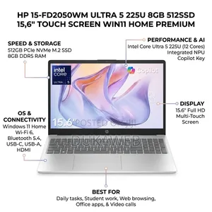 New HP 15 Laptop: Intel Core Ultra 5, 8GB RAM, 512GB SSD